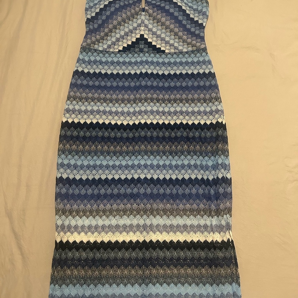 Guess Blue and Black Chevron Maxi Dress